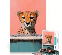 1000 Piece Jigsaws for Adults Cheetah in A Bubble Bath Neat Cut Decor Thinking Training Toy Free Time Play Festive Leisure Gift (38x52cm)