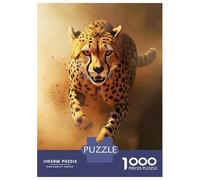 1000 Piece Jigsaws for Adults Cheetah Running Through Dust - African Wildlife Photo Puzzle for Adults Brain Teaser Game Precision Cutting Challenging To Complete 70x50cm/1000pcs