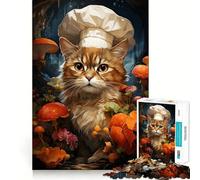 1000 Piece Jigsaws for Adults Chef Cat Cooking Painting Clean Edge Game Creative Brain Game Slow Play Fun Christmas Calm Gift (38x52cm)