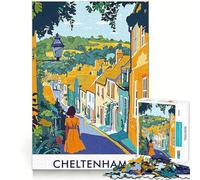 1000 Piece Jigsaws for Adults Cheltenham Town Illustration Neat Cut Decor Thinking Training Toy Free Time Play Festive Leisure Gift (38x52cm)