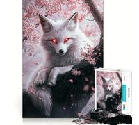 1000 Piece Jigsaws for Adults Cherry Blossom Fox - Neat Cut Decor Thinking Training Toy Free Time Play Festive Leisure Gift (50x75cm)