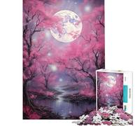 1000 Piece Jigsaws for Adults Cherry Blossom Full Moon Challenging To Complete Staycation Kill Time Practical Game for Ages 14 And over (38x52cm)
