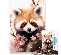 1000 Piece Jigsaws for Adults Cherry Blossom Red Panda Neat Cut Decor Thinking Training Toy Free Time Play Festive Leisure Gift (38x26cm)