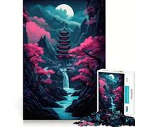 1000 Piece Jigsaws for Adults Cherry Blossom Waterfall Neat Cut Decor Thinking Training Toy Free Time Play Festive Leisure Gift (50x75cm)