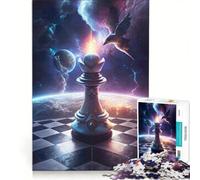 1000 Piece Jigsaws for Adults Chess Bishop in Space, Brain Teaser Game, Fun at Home Activities, Artists' Collection, Fine Arts 50x75cm