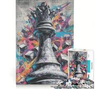 1000 Piece Jigsaws for Adults Chess Queen Graffiti Art, Brain Teaser Game, Fun at Home Activities, Artists' Collection, Fine Arts 38x26cm