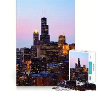 1000 Piece Jigsaws for Adults Chicago Neat Cut Decor Thinking Training Toy Free Time Play Festive Leisure Gift (38x26cm)