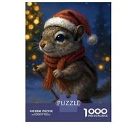 1000 Piece Jigsaws for Adults Christmas Squirrel on Ice Skates Jigsaws for Adults Brain Teaser Game Analysis And Logic Great Gift for Gaming 38x26cm/1000pcs