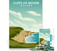 1000 Piece Jigsaws for Adults Cliffs of Moher Ireland Premium Edge Art Brain Teaser Gift Casual Play Game Birthday Activity (38x26cm)