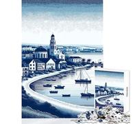 1000 Piece Jigsaws for Adults Coastal Town Harbor Educational Game For Family Fun Educational Toy Improving Love between Couples (50X75cm)