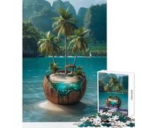 1000 Piece Jigsaws for Adults Coconut Island Paradise Anti-Stress Toys Birthday Gift Educational Game Interesting Stress Reduction Size 38x52cm