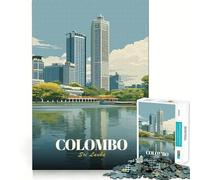 1000 Piece Jigsaws for Adults Colombo, Sri Lanka Cityscape Illustration Fine Cut Art Thinking Skill Game Quiet Time Game Xmas Art Display (50x75cm)