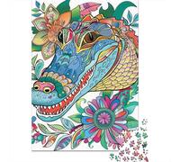 1000 Piece Jigsaws for Adults Colorful Crocodile Coloring Page Puzzles for Adults Relax Games Difficult Challenge Birthday Present, Gifts, 52x38cm/1000pcs