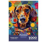 1000 Piece Jigsaws for Adults Colorful Dachshund Dog Puzzles for Adults Relax Games Difficult Challenge Birthday Present, Gifts, 70x50cm/1000pcs