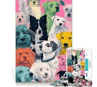 1000 Piece Jigsaws for Adults Colorful Dogs Portrait Fine Cut Art Thinking Skill Game Quiet Time Game Xmas Art Display (38x26cm)