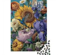 1000 Piece Jigsaws for Adults Colorful Floral Hummingbird Scene Puzzle for Adults Brain Teaser Game Precision Cutting Challenging To Complete 52x38cm/1000pcs