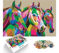 1000 Piece Jigsaws for Adults Colorful horses in pop art Pädagogisches Familienspiel Geeignet für die Schreibtischdekoration52x38cm