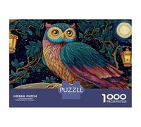 1000 Piece Jigsaws for Adults Colorful Night Owl Art Print Puzzles for Adults Relax Games Difficult Challenge Birthday Present, Gifts, 38x26cm/1000pcs