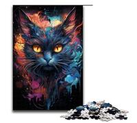 1000 Piece Jigsaws for Adults Colorful Psychedelia of Evil Cats Puzzle Challenging Game A Work of Art Suitable for And Teenager 14 And Up 75x50cm