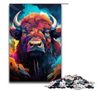 1000 Piece Jigsaws for Adults Colorful Psychedelic Animal Buffalo Puzzles Gifts Birthday Present, Gifts for for Teenager Age 14 And Up 1000 PCS(75x50cm)