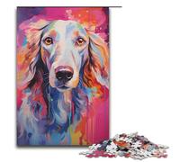 1000 Piece Jigsaws for Adults Colorful Psychedelic Painting of Saluki Dog Jigsaw Puzzle - Challenging Game A Work of Art Suitable for And Teenager 14 And Up 1000 PCS(38x26cm)