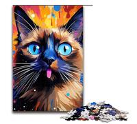1000 Piece Jigsaws for Adults Colorful Psychedelic Siamese Cat Jigsaw Puzzle - Challenging Game A Work of Art Suitable for And Teenager 14 And Up (size 75x50cm)