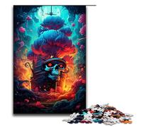 1000 Piece Jigsaws for Adults Colorful Psychedelic Skull Pirate Ship Puzzles Gifts Birthday Present Gifts for for Teenager Age 14 And Up 1000 PCS(75x50cm)