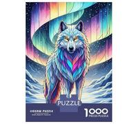 1000 Piece Jigsaws for Adults Colorful Wolf Under Aurora Borealis Jigsaw for Adults Relax Games Analysis And Logic Gifts for Friends And Family 38x26cm/1000pcs