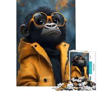 1000 Piece Jigsaws for Adults Cool Monkey in Sunglasses for Birthday, Chrismas Difficult Challenge Educational Games for And from 14 Years And over (50x75cm)