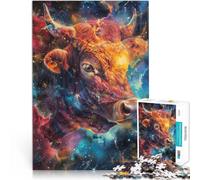 1000 Piece Jigsaws for Adults Cosmic Cow Art Educational Game Challenge Toy 26x38cm with Matching Poster and Trivia Sheet for Age 14+