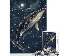 1000 Piece Jigsaws for Adults Cosmic Whale Shark Toy Wall Decor Art Work Gift for Educational Game Artists' Collection, Fine Arts Size 38x52cm