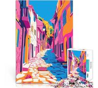 1000 Piece Jigsaws for Adults Croatian Town Minimalist Pastel Art Präzisionsschnitt Geburtstagsgeschenk, Geschenke52x38cm
