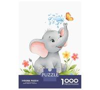 1000 Piece Jigsaws for Adults Cute Elephant with Butterfly Puzzles for Adults Family Games Perfect Decoration Challenging To Complete 52x38cm/1000pcs