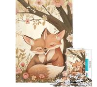 1000 Piece Jigsaws for Adults Cute Fox Couple in Bloom Fun at Home Activities, Staycation Kill Time Brain Teaser Game Suitable for People Aged 14 And Above (38x52cm)