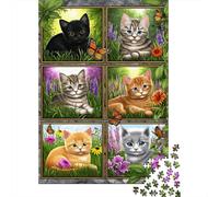 1000 Piece Jigsaws for Adults Cute Kittens Garden Compilation Puzzle for Adults Brain Teaser Game Precision Cutting Challenging To Complete 38x26cm/1000pcs