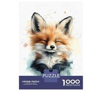 1000 Piece Jigsaws for Adults Cute Smiling Fox Watercolor Adult Jigsaw Puzzle Fun Games But Fun And Humorous Challenging To Complete 52x38cm/1000pcs