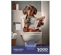 1000 Piece Jigsaws for Adults Dachshund Reading Newspaper on Toilet Jigsaw for Adults Relax Games Analysis And Logic Gifts for Friends And Family 52x38cm/1000pcs