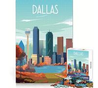 1000 Piece Jigsaws for Adults Dallas Texas Flawless Fit Art Creative Brain Play Rest Time Play Birthday Activity (38x52cm)
