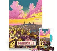 1000 Piece Jigsaws for Adults Damascus Fine Cut Art Thinking Skill Game Quiet Time Game Xmas Art Display (50x75cm)