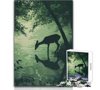 1000 Piece Jigsaws for Adults Deer Drinking by The Lake Enjoyful Peaceful Spare Time Exact Precision Fit Play Toy Size 38x52cm
