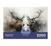 1000 Piece Jigsaws for Adults Deer Head Wall Art Prints Jigsaw for Adults Relaxing Games But Fun And Humorous Great Gift for Gaming 70x50cm/1000pcs