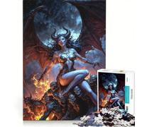 1000 Piece Jigsaws for Adults Demon Queen Lilith on A Throne of Skulls, Educational Toy, Fun Activities at Home, for Birthday, Chrismas 50x75cm