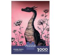 1000 Piece Jigsaws for Adults Dragon Among Flowers on Pink Background Puzzles for Adults Family Games Perfect Decoration Challenging To Complete 70x50cm/1000pcs