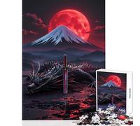 1000 Piece Jigsaws for Adults Dragon, Sword, And Red Moon Landscape Toy Wall Decor Gift For Birthdays Impossible Game Artists' Collection, Fine Arts Size 50x75cm