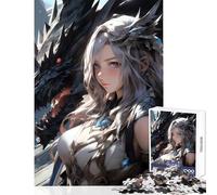 1000 Piece Jigsaws for Adults Dragon Warrior Maiden Toy Wall Decor Gift For Birthdays Impossible Game Artists' Collection, Fine Arts Size 38x52cm