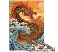 1000 Piece Jigsaws for Adults Dragon waves Educational Stress Relief Toy Puzzle 26x38cm with Matching Poster and Trivia Sheet