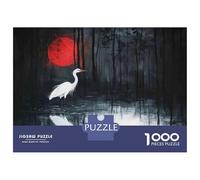 1000 Piece Jigsaws for Adults Elegant White Heron Art Print Jigsaw for Adults Relaxing Games But Fun And Humorous Great Gift for Gaming 38x26cm/1000pcs