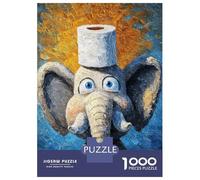 1000 Piece Jigsaws for Adults Elephant with Toilet Paper Hat Jigsaw for Adults Relax Games Analysis And Logic Gifts for Friends And Family 38x26cm/1000pcs