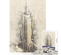 1000 Piece Jigsaws for Adults Empire State Building Educational Game Tough Challenge Anti-Stress Toys Unique Birthday And Gifts (50X75cm)