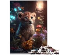 1000 Piece Jigsaws for Adults Fantasy Lion Cub Glow Educational Stress Relief Toy Puzzle 26x38cm Stress Reliever Staycation Kill time
